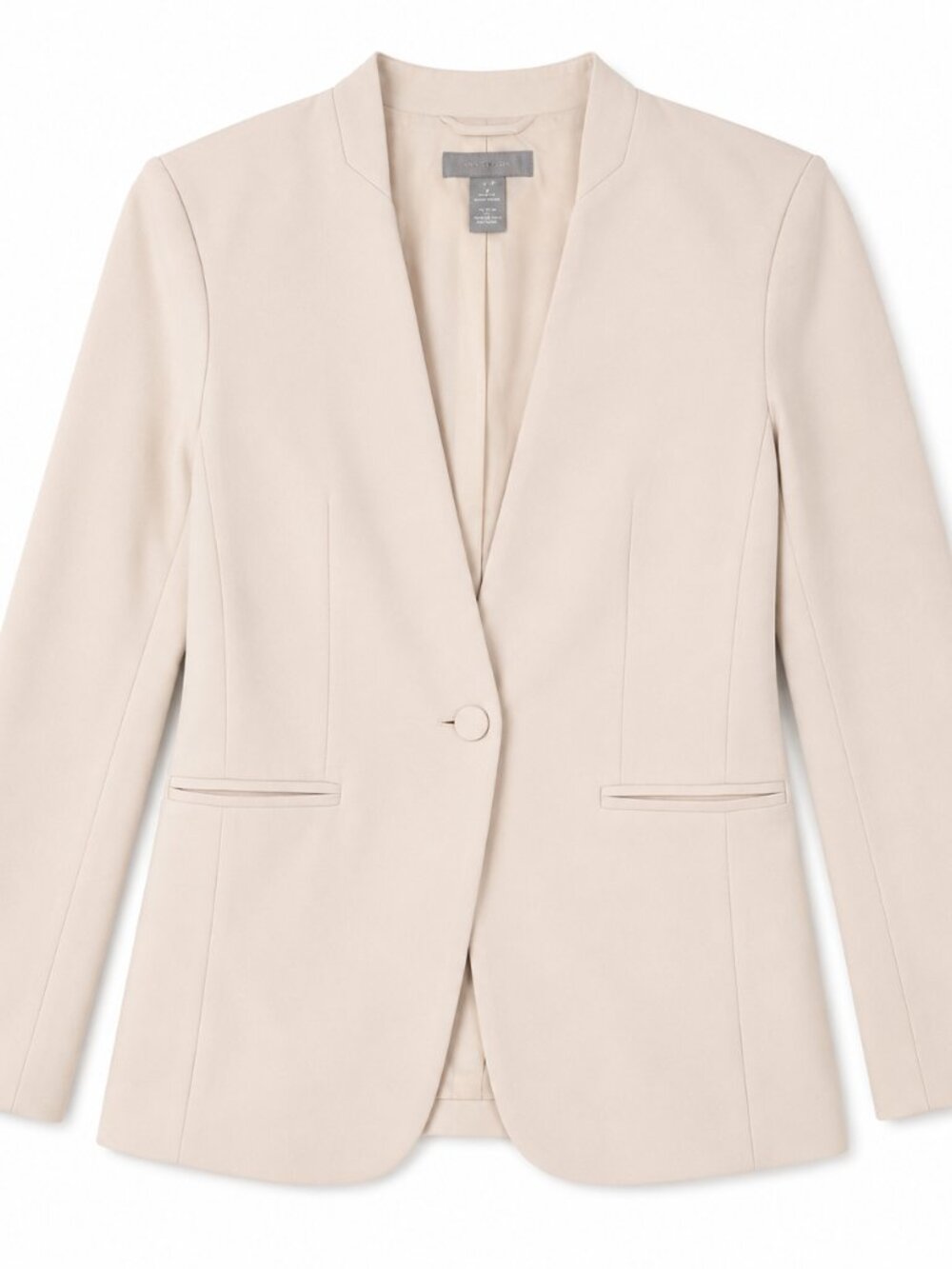 H&M Beige Woven Blazer – Single Button Classic Minimalist Neutral Workwear